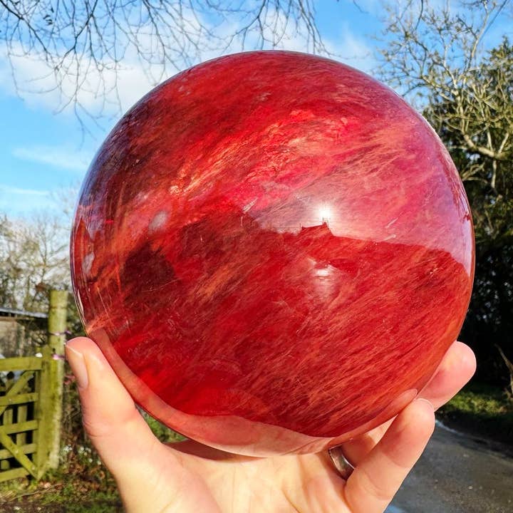 Cherry Quartz sphere 3656g As shown Valentines Orb by Elf UK for wholesale by Elf Kendal Hippies