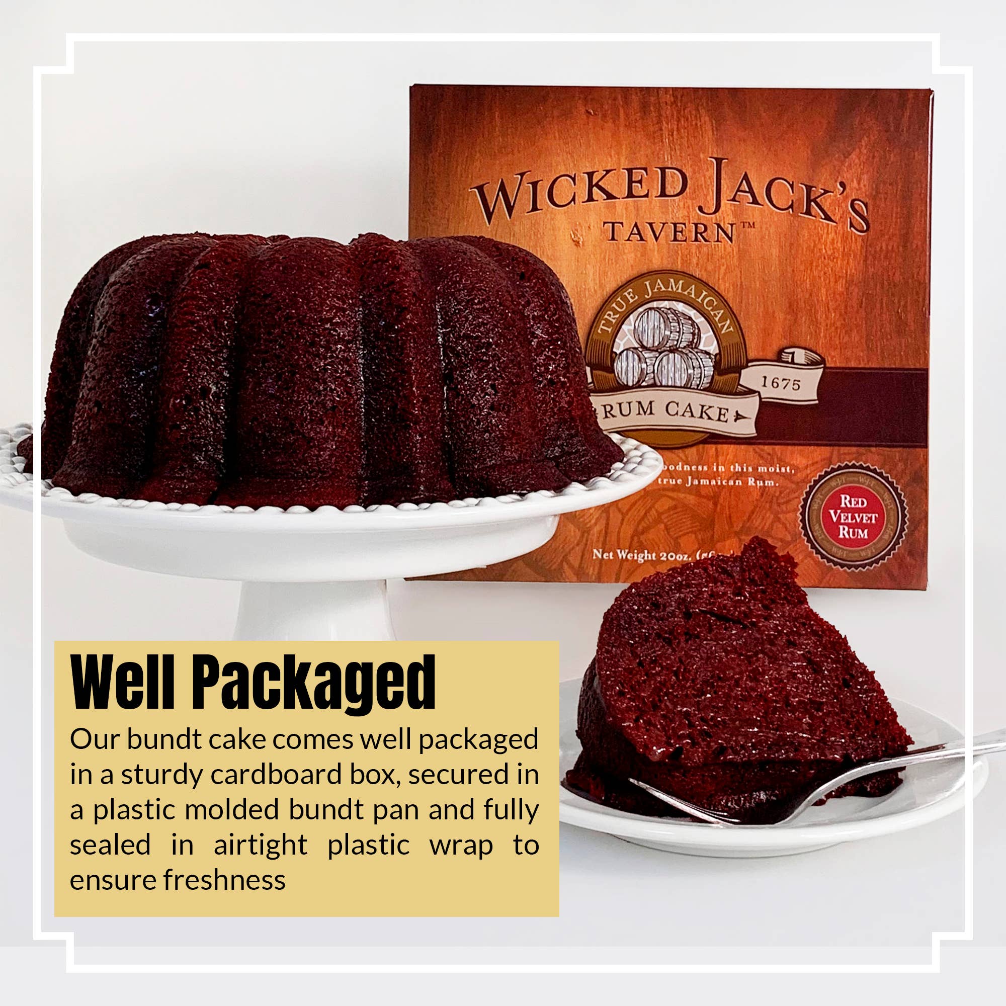 Wicked Jacks Jamaica Rum Cake/ Aroma Ridge Coffee Roasters - Wholesale Cake -  Wicked Jacks Tavern Rum Cakes - Variety Pack , 20oz 1