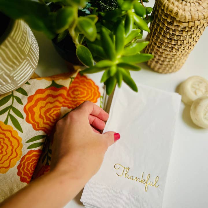 Sunshine Daisy LLC - Wholesale Hand Towel - Thankful Thanksgiving Paper Guest Towels