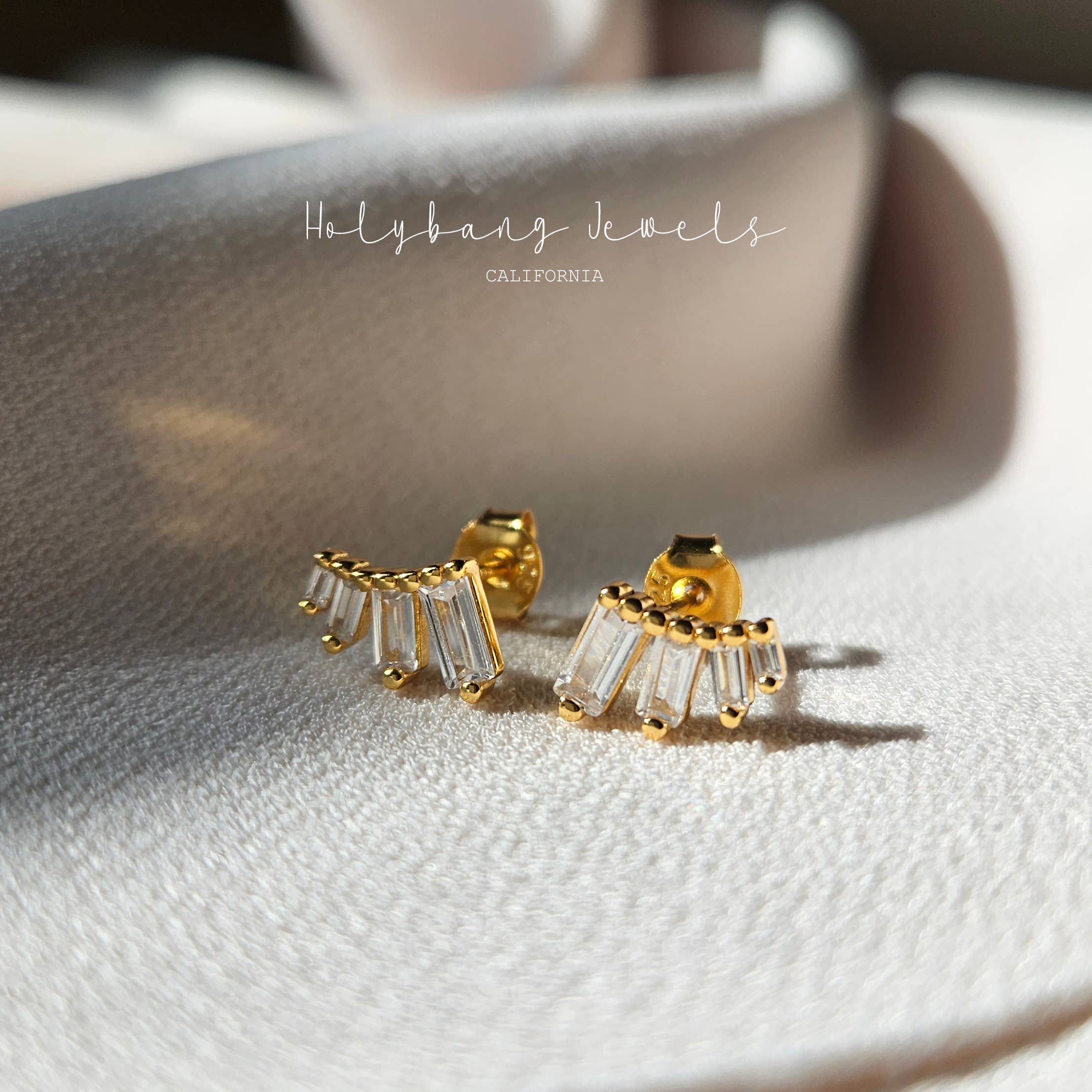 HolyBang Jewels – Großhandel Ohrstecker – BAGUETTE MINIMALISTISCHE HOCHZEITSOHRRINGE - E-S31440