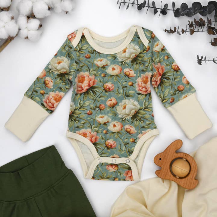 Earthy - Wholesale Bodysuit (Non-Footed) - Baby - Organic Cotton Long Sleeve Baby Bodysuit, Elodie