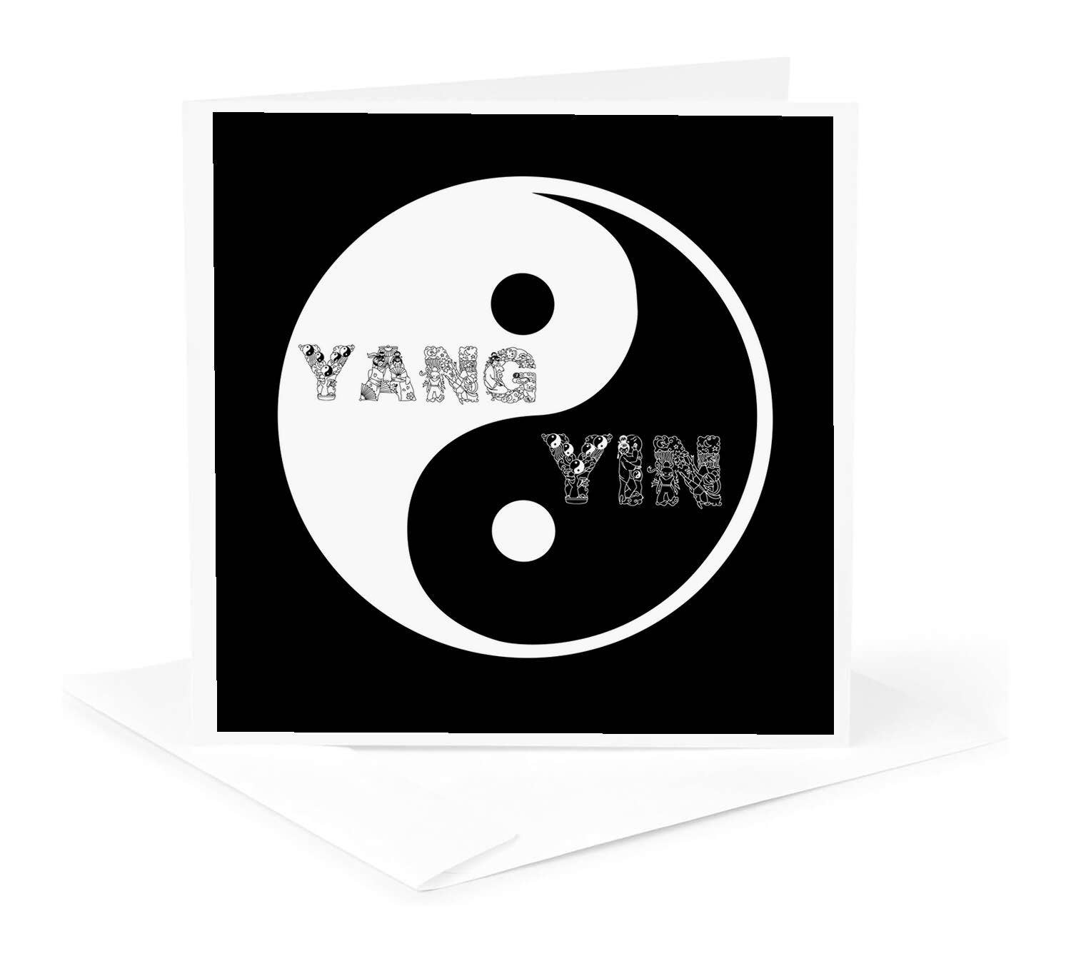 3dRose - Wholesale Everyday Greeting Card - 3dRose, Circular Taijitu Yin and Yang symbol on black background, Greeting Card0