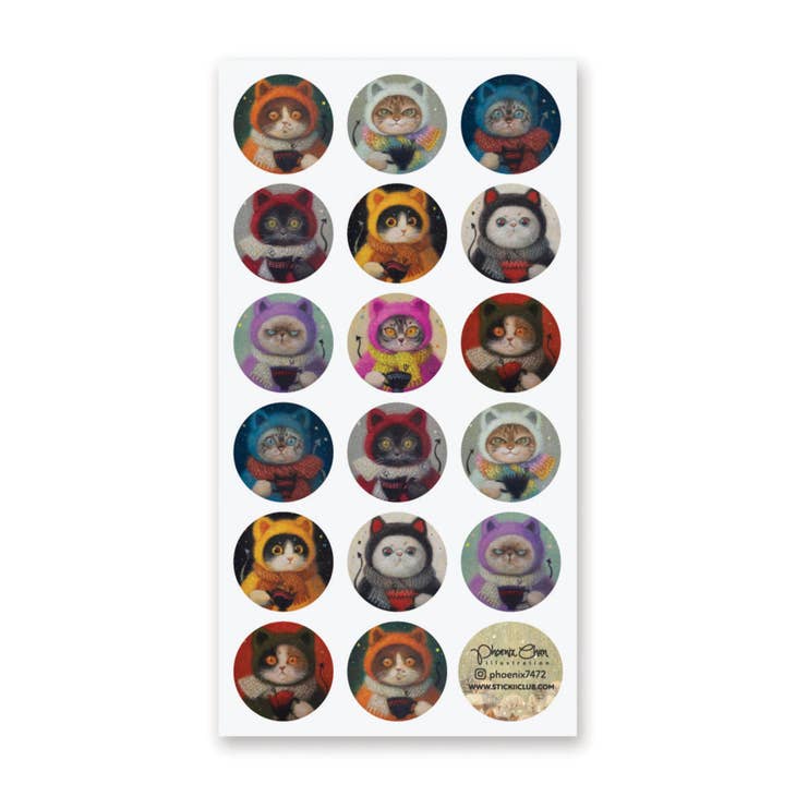 STICKII - Wholesale Sticker - Cats in Winter Hats Sticker Sheet