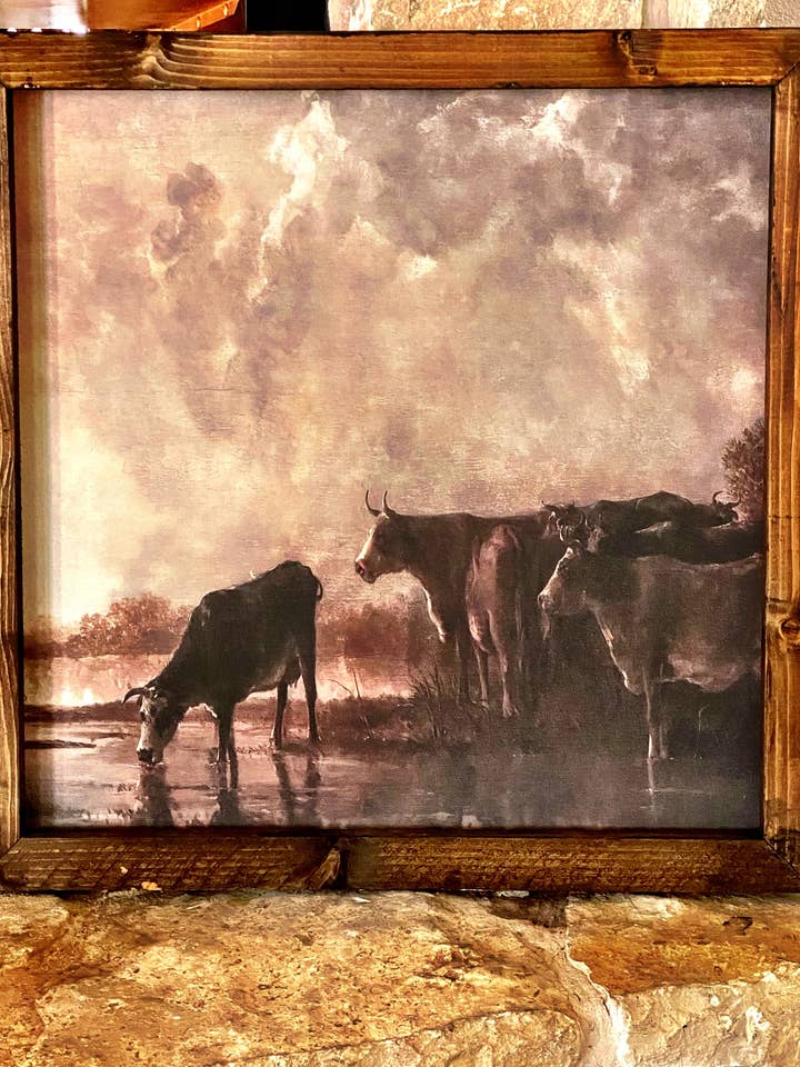 Vaches au ruisseau pour la vente par Whitewashed Home