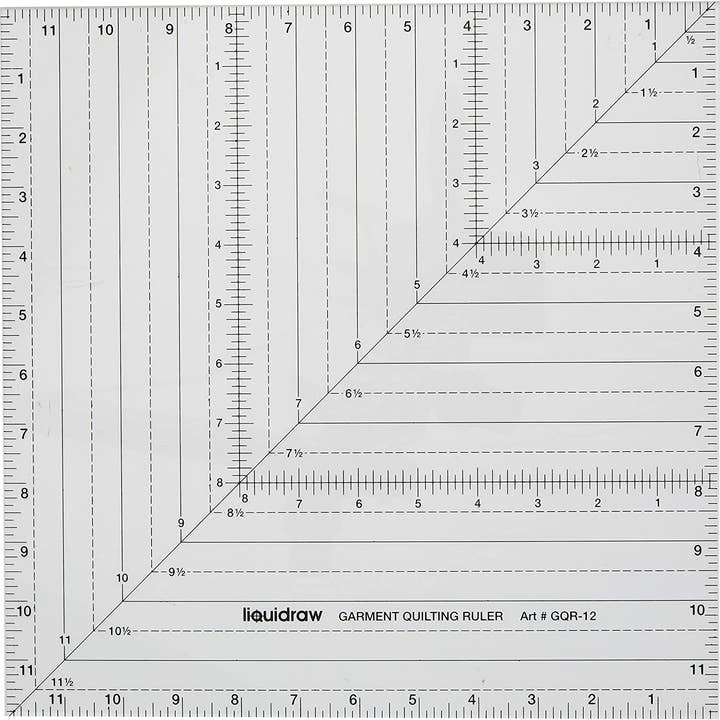 Liquidraw Square Quilting Ruler, Clear Acrylic Template, 12" for wholesale by Liquidraw