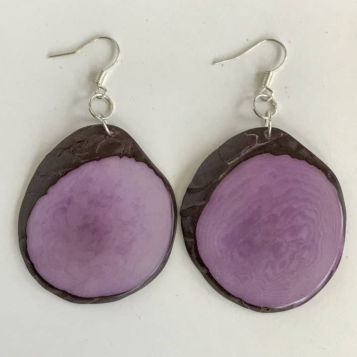 Belart Fair Trade - Wholesale Dangle Earrings - Tagua Single Slice Maya Earrings7