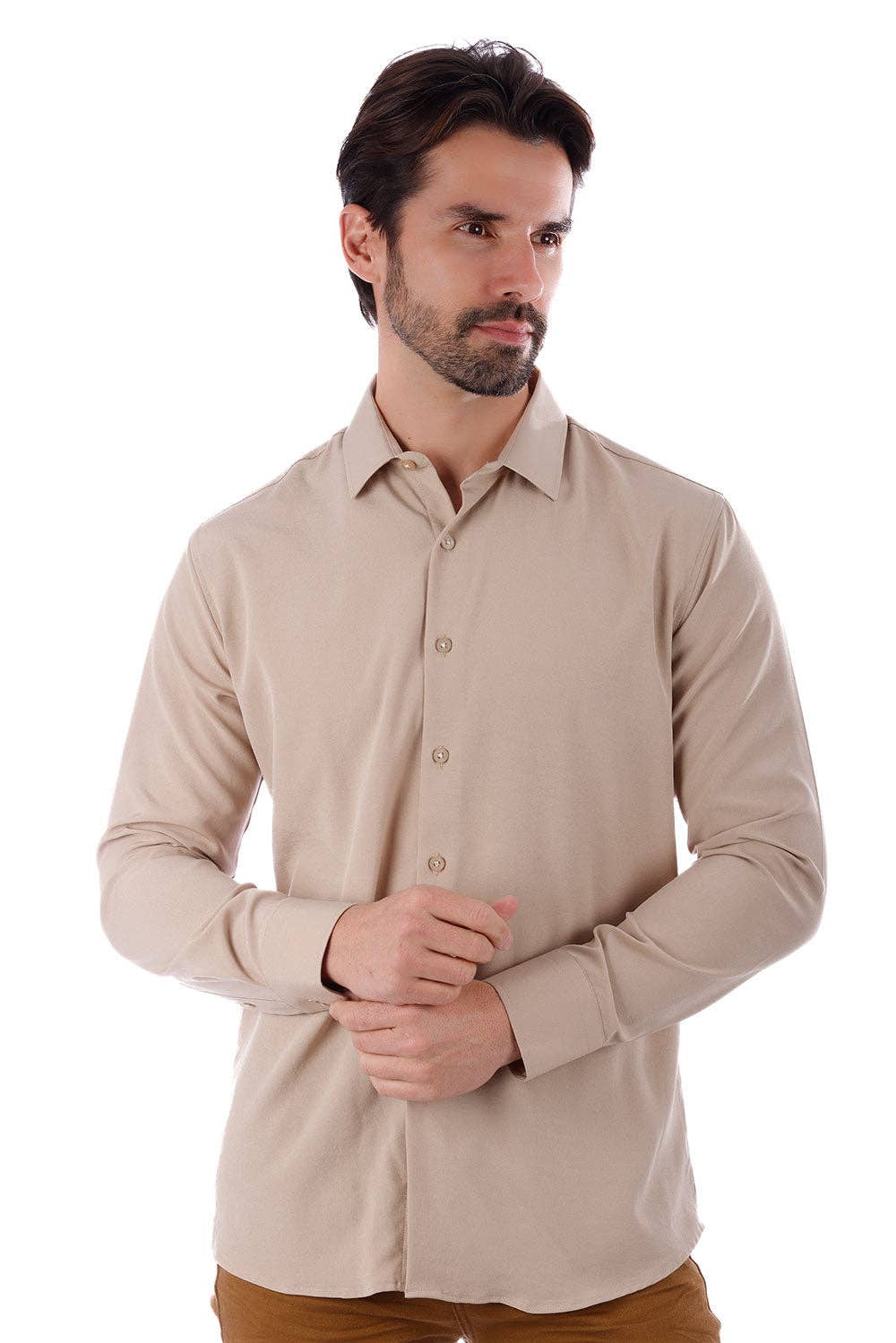 BARABAS - Vente Chemise à col boutonné – homme - Chemise décontractée à manches longues pour hommes de couleur unie 4B330