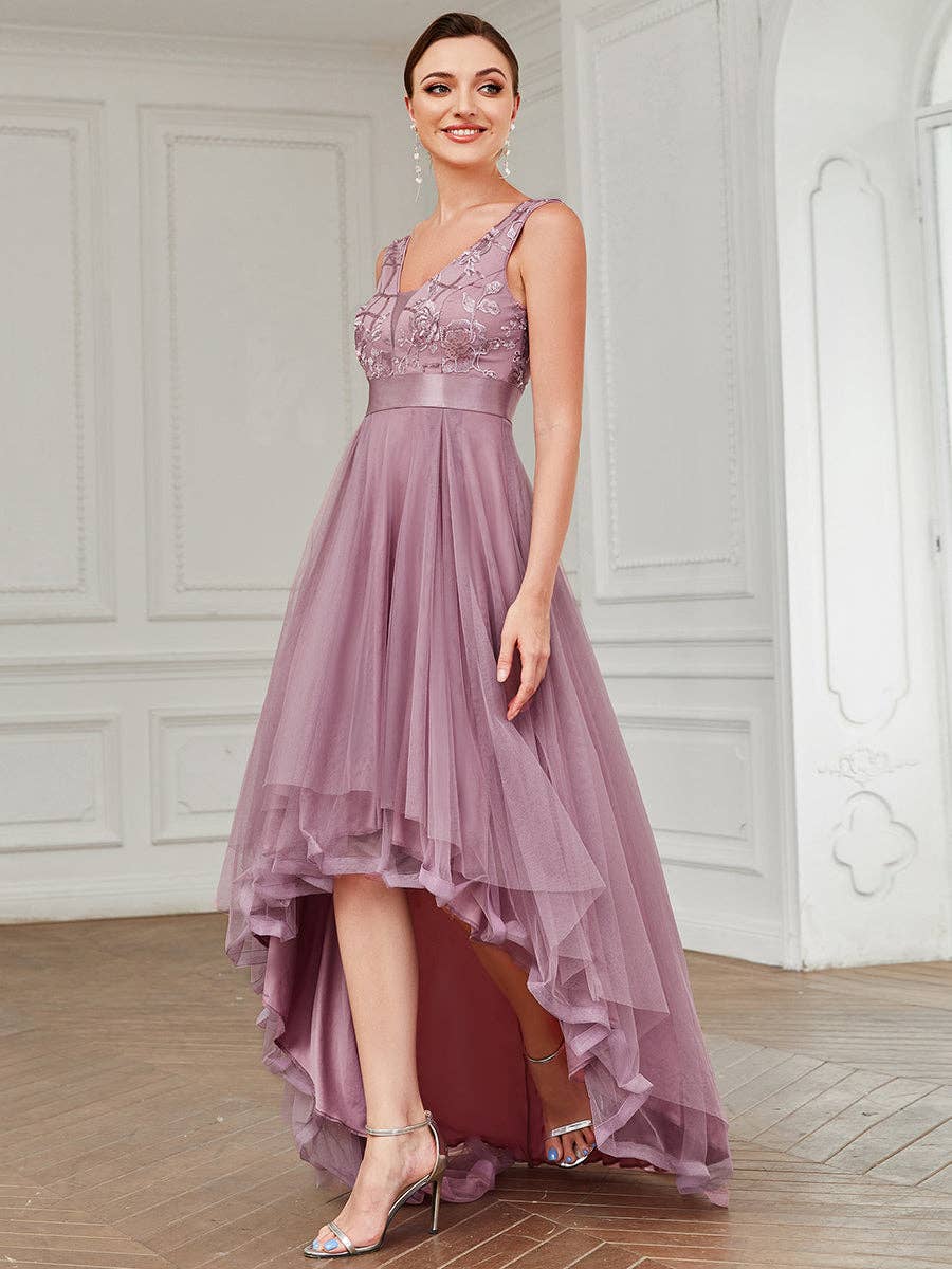 Ever-Pretty - Wholesale Gown - Women's - Sequin High-Low V Neck Tulle Dress3