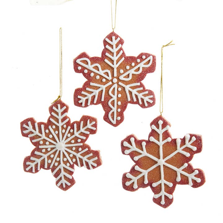 4.5"CLAYDGH GINGERBREAD SNOWFLAKE ORNAMENT 3A for wholesale by Kurt S. Adler, Inc.