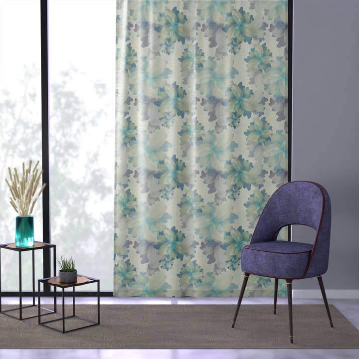 Underwater Blooms Sheer Curtain for wholesale by Klementina Designs