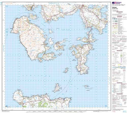 Map Marketing Limited – wholesale Karta – Karta över Orkneyöarna Södra öarna Landranger - Ordnance Survey0