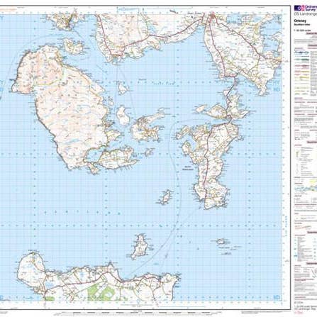Map Marketing Limited – wholesale Karta – Karta över Orkneyöarna Södra öarna Landranger - Ordnance Survey