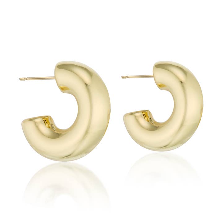 SM CHUNKY HOOP 18K GOLD OVER BRASS for wholesale by Elli Parr Jewelry