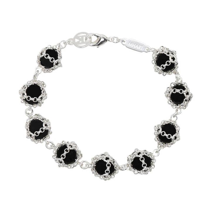 Sort Onyx Ædelstensarmbånd i Sølv – Til Mænd & Kvinder for engroshandel hos MHART