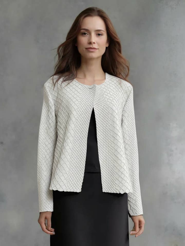 Pleating Jacket- Waffle Weave (White) for wholesale by Ellyndale