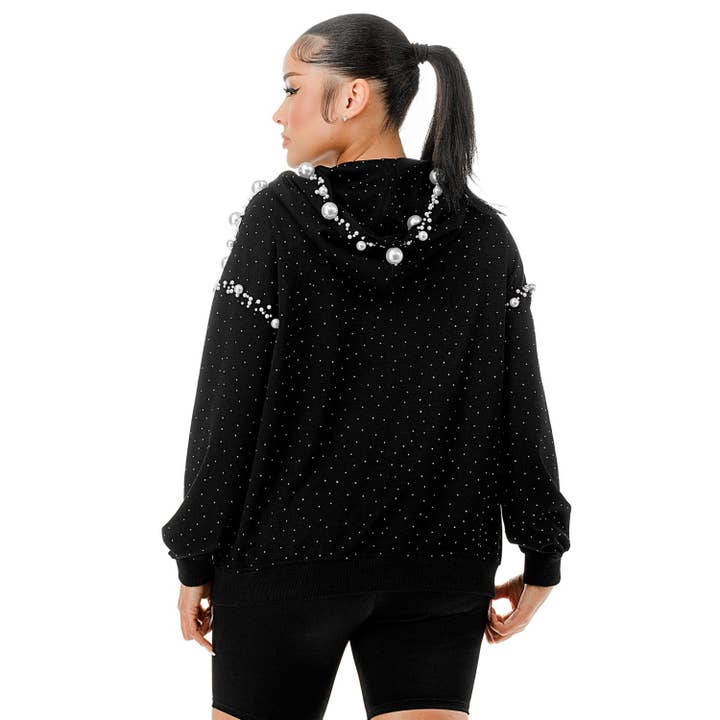 DORCAS - Wholesale Jacket - Women's - Big Pearls Zip Up Hoodie7