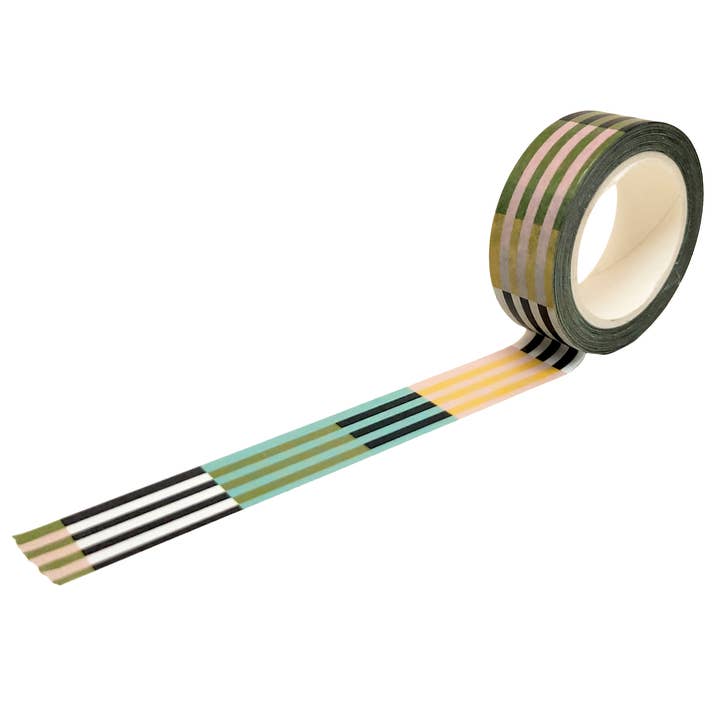 Washi-tape med flerfarvede striber for engroshandel hos beve!