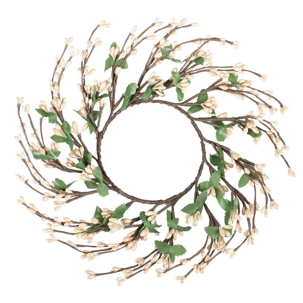 Factory Direct Craft - Wholesale Candle Holder - 6" Pearlized Creamy Pip Berries Candle Ring3