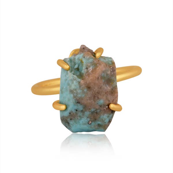 BellaMira Home – wholesale Cocktail/statement ring – Raw Turquoise Ring - Sagittarius/December Birthstone Zodiac2