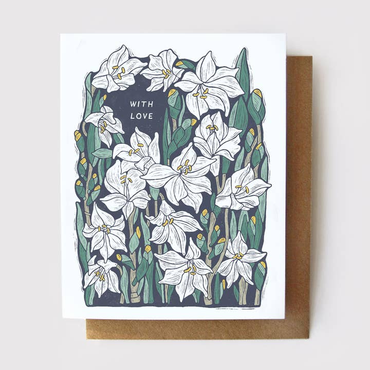 Carte Avec Amour Lily pour la vente par Root & Branch Paper Co.