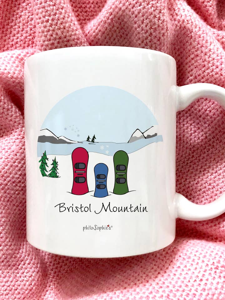 Tazza da 11 once Snowboard Personalizzato, Sci, Montagna, Stazione Sciistica per la vendita all'ingrosso da parte di philoSophie's Stationery & Gifts