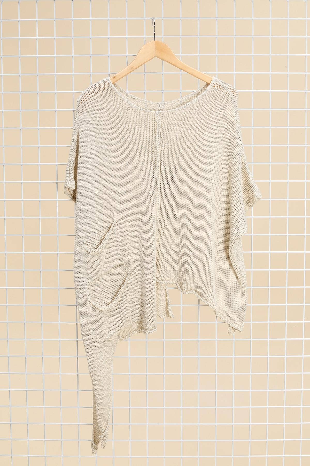 la maison des fibres naturelles – wholesale Tunikatröja - Dam – Asymmetrisk bomullströja med dekorativ knut 1516, 100 % bomull4