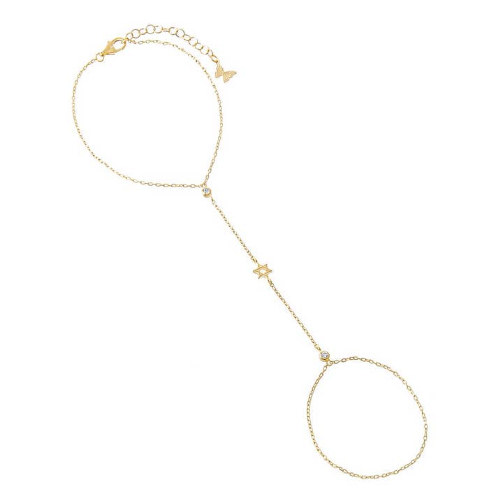CZ Bezel Star Of David Hand Chain for wholesale by By Adina Eden