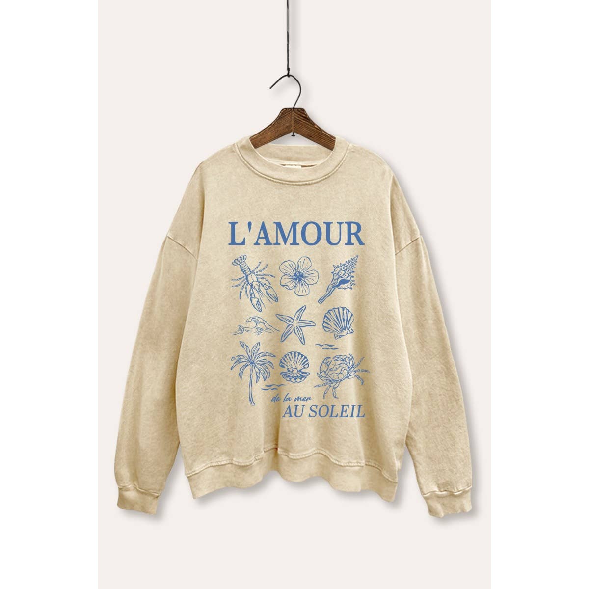 PINK NABI - Wholesale Graphic Sweatshirt - Women's - L'AMOUR AU SOLEIL MINERAL WASH GRAPHIC SWEATSHIRT0