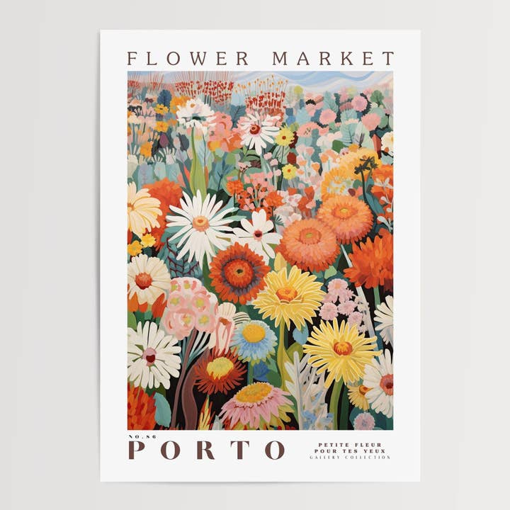 Poster del mercato dei fiori di Porto per la vendita all'ingrosso da parte di Enchanted Sights