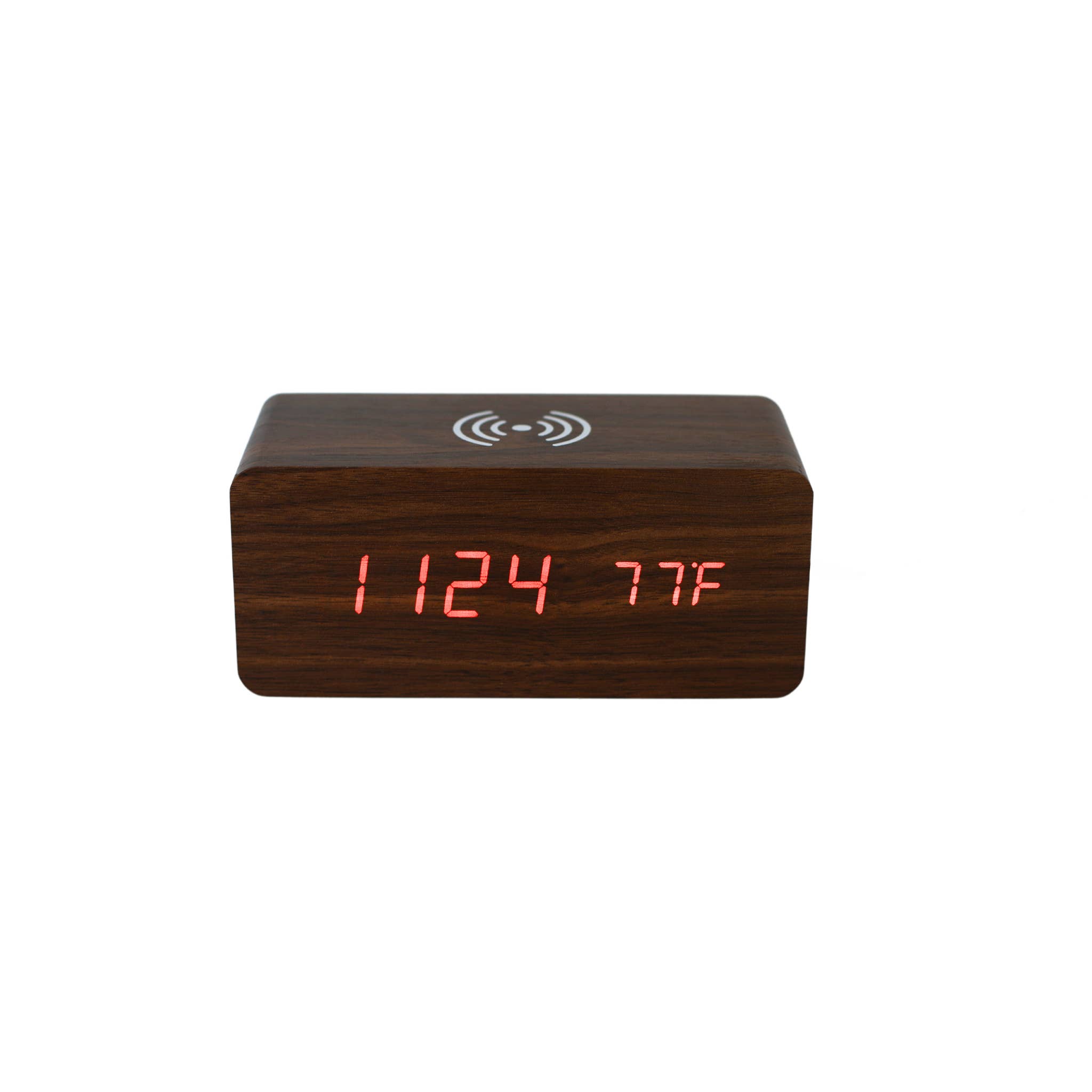 Creative Gifts International Inc. - Wholesale Charging Dock - Walnut Wireless Phone Charger/Digital Clock1