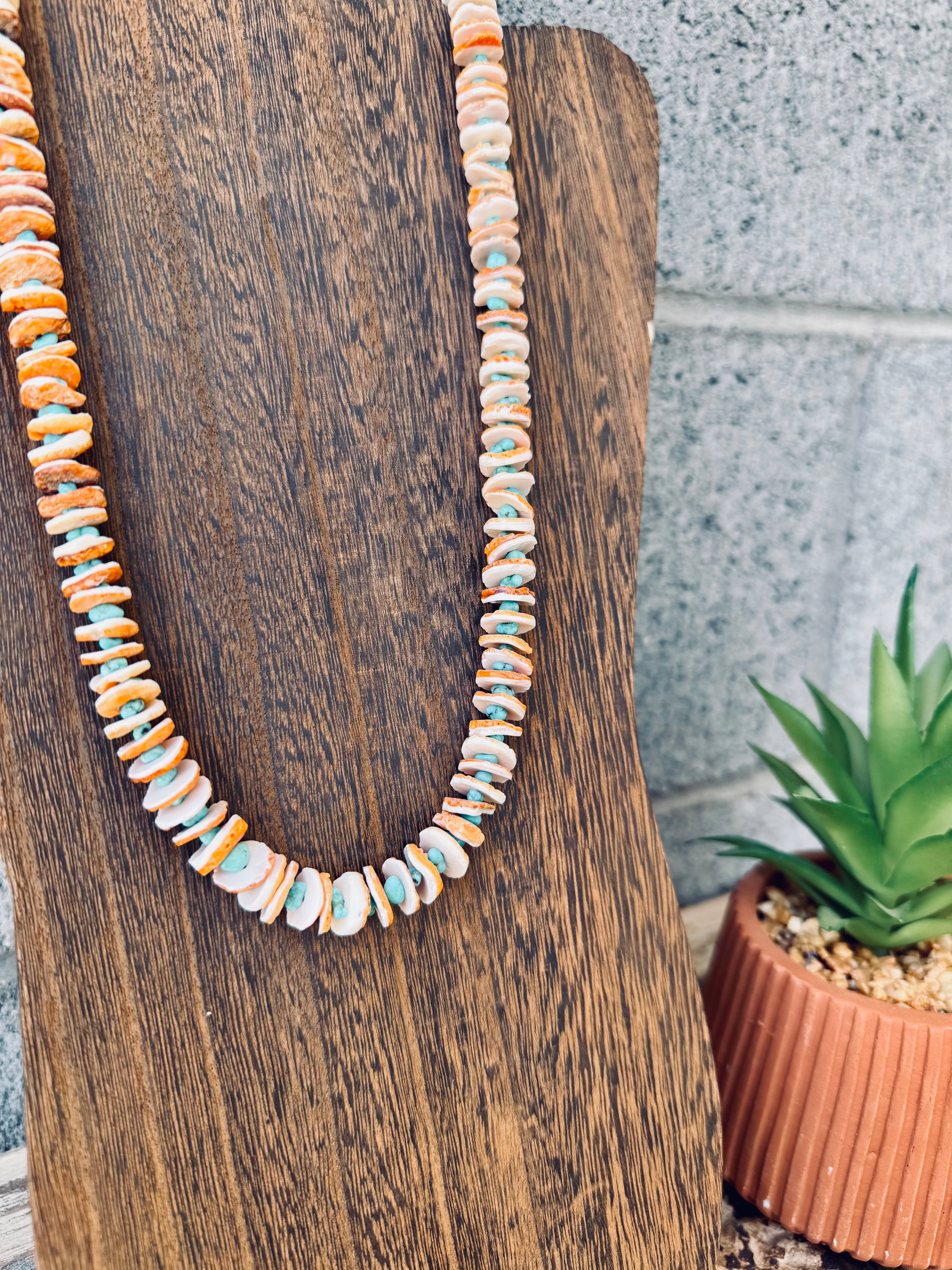 Wild Hancock Creations - Wholesale Beaded/Pearl Necklace - Orange Spiny Oyster Necklace/Genuine Turquoise Necklace3