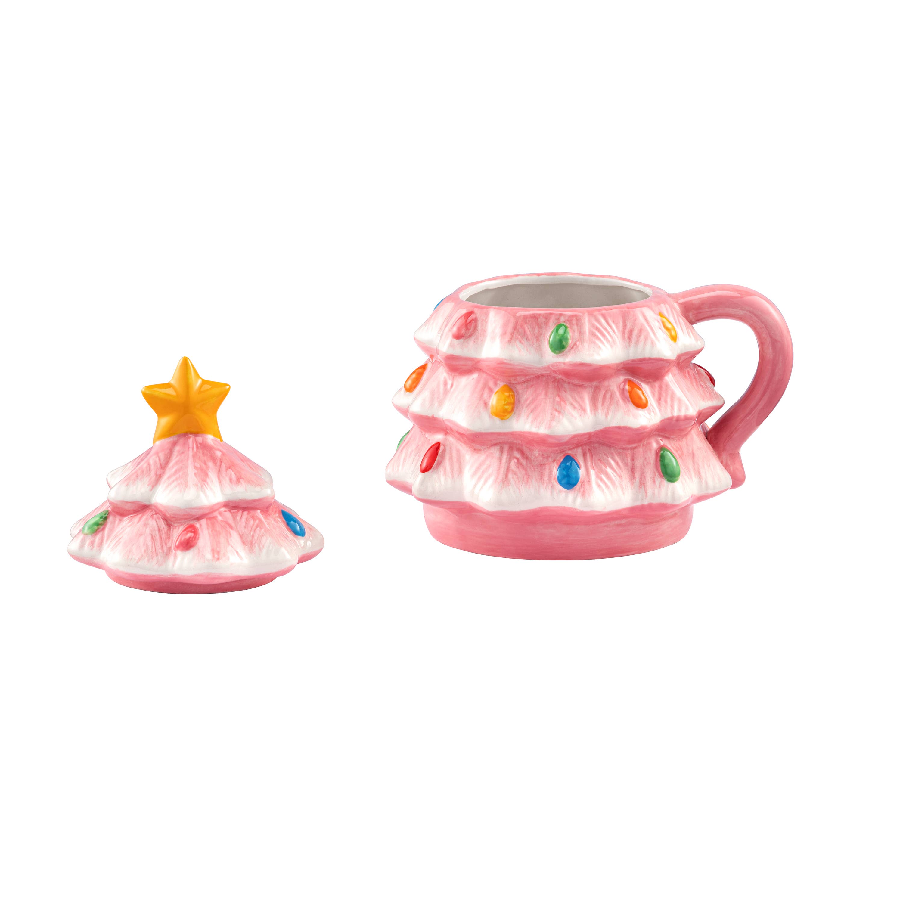 Mr. Christmas - Wholesale Coffee Mug - Figural Lidded Mug - 16oz Tree Mug - Pink3