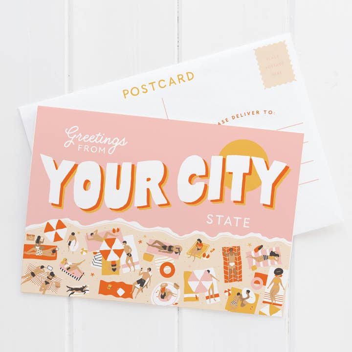 Aangepaste Beach Town-ansichtkaart voor wholesale door Easyhand Goods – formerly Onderkast