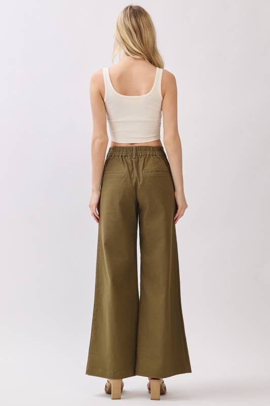 Final Touch - Vendita all'ingrosso Pantalone - Donna - Pantaloni a Gamba Larga in Twill Elasticizzato con Tasche Applicate - VP70303B22