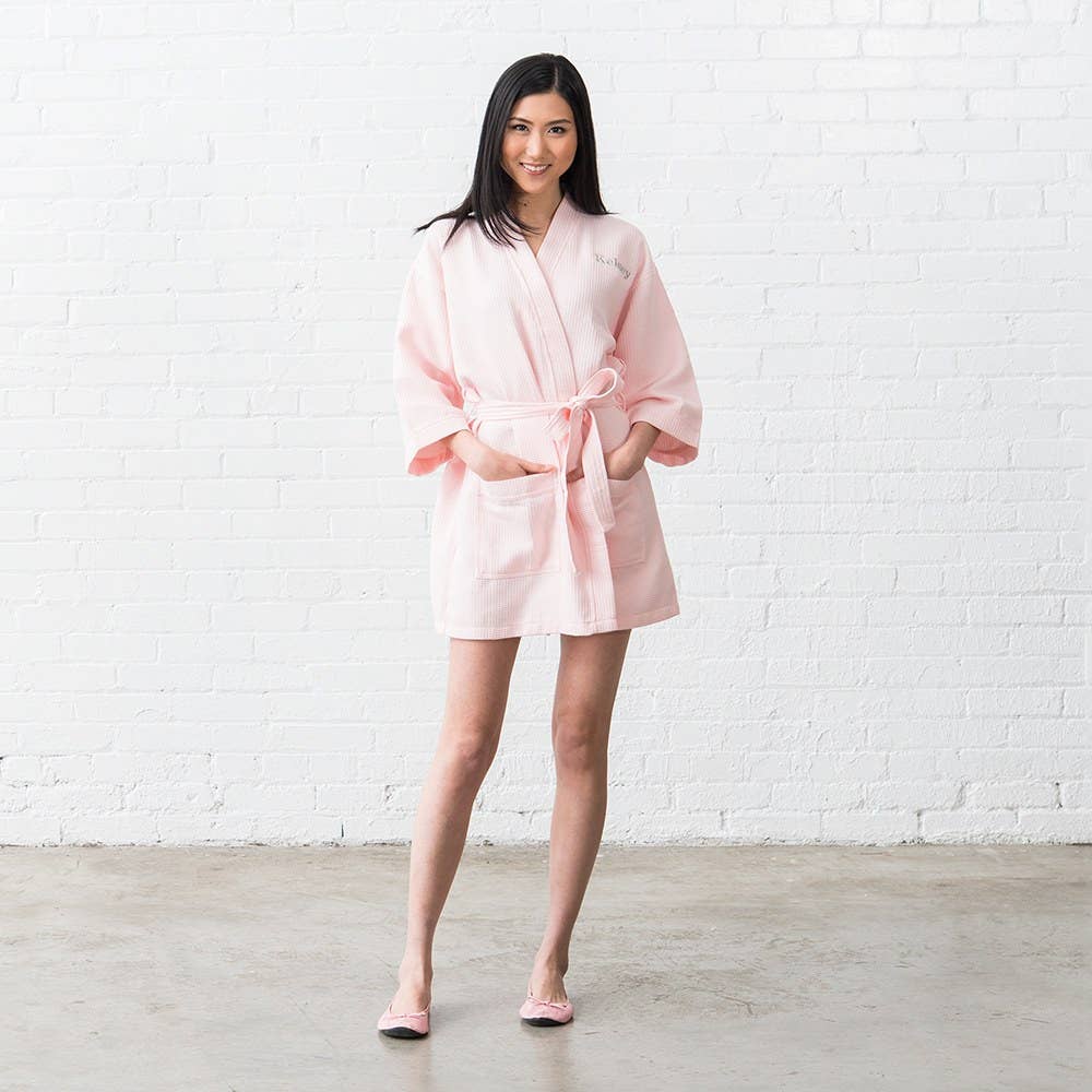 Weddingstar Inc. - Wholesale Robe - Women's - Women’s Waffle Knit Robe - Blush Pink1