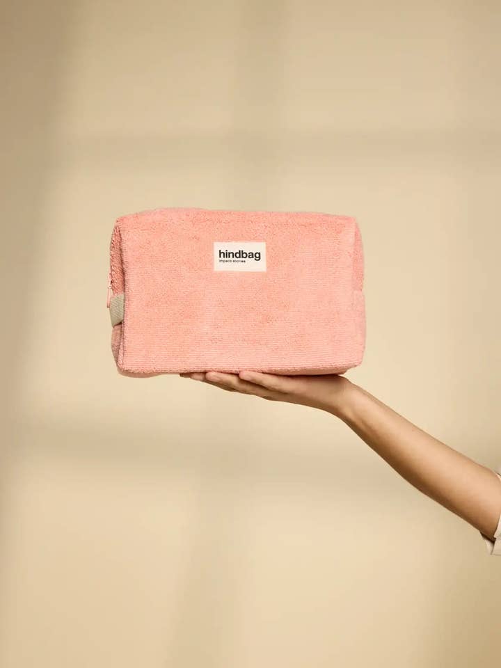 Leon Coral Pink Terry Toiletry Bag for wholesale by Hindbag
