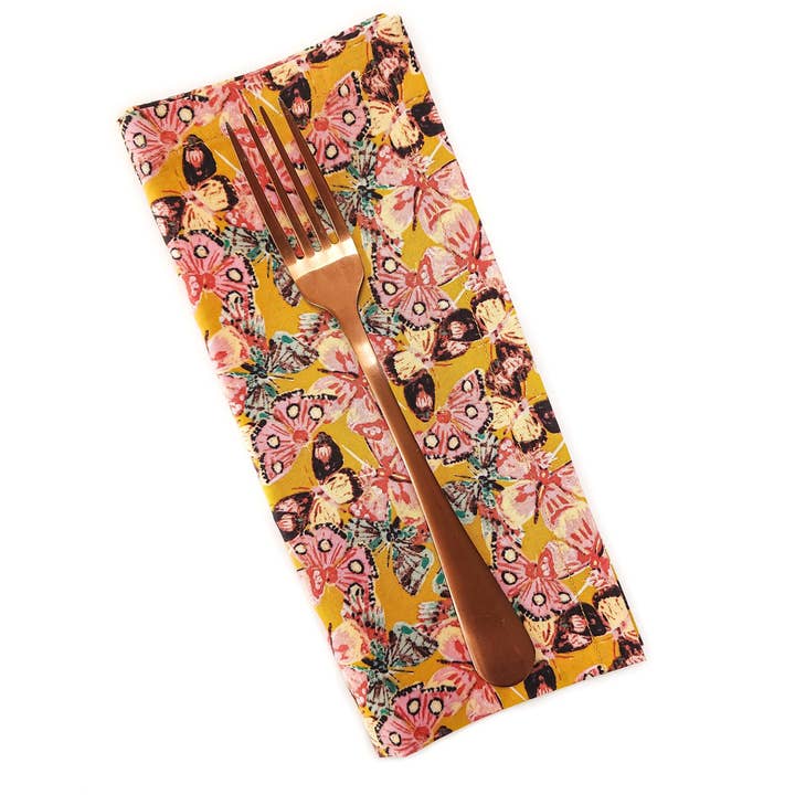 90 West Linen Co. - Wholesale Dinner & Cloth Napkin - Golden Butterfly Cloth Napkins, Set of 412