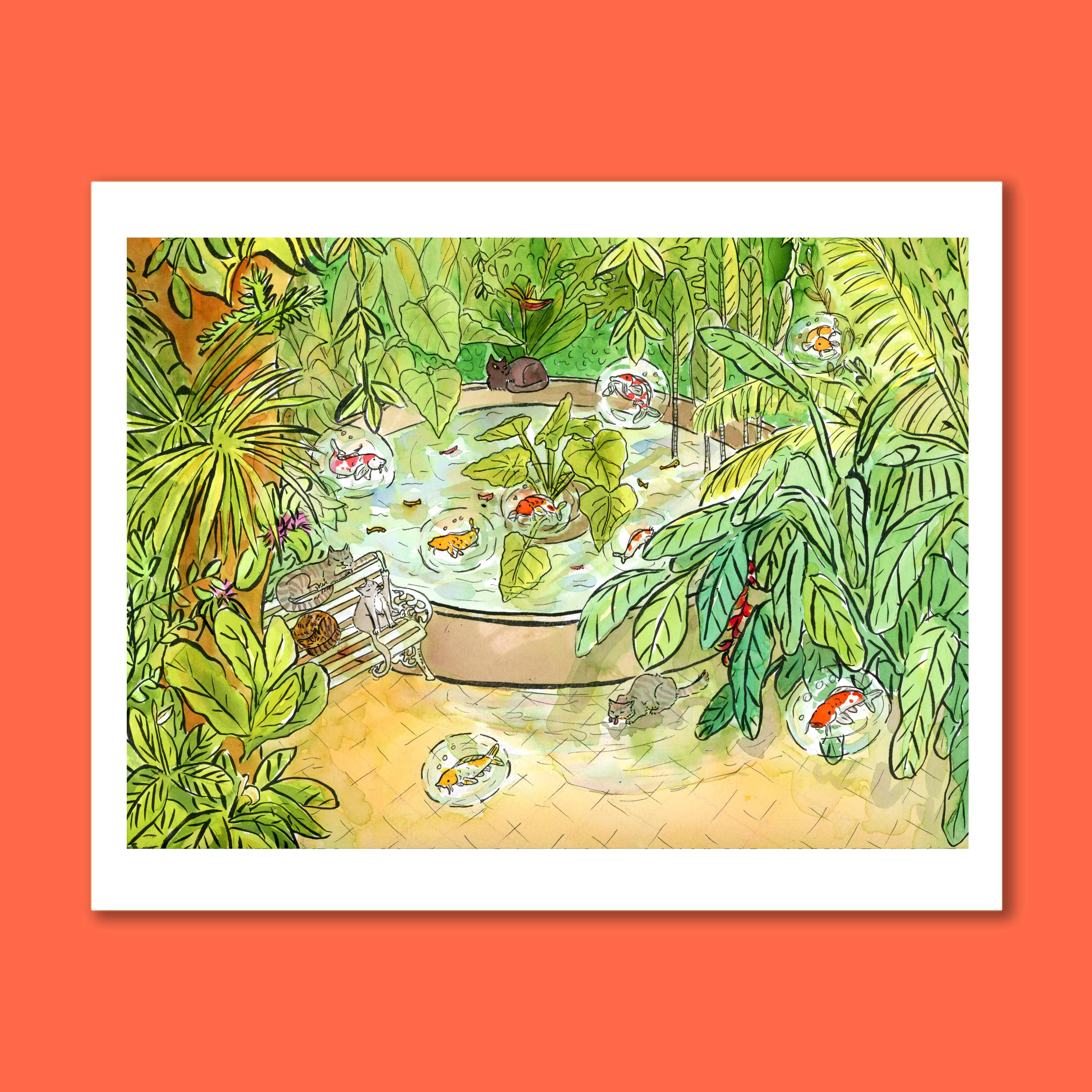 SquidCat, Ink - Wholesale Art Print - The Koi Pond Art Print1