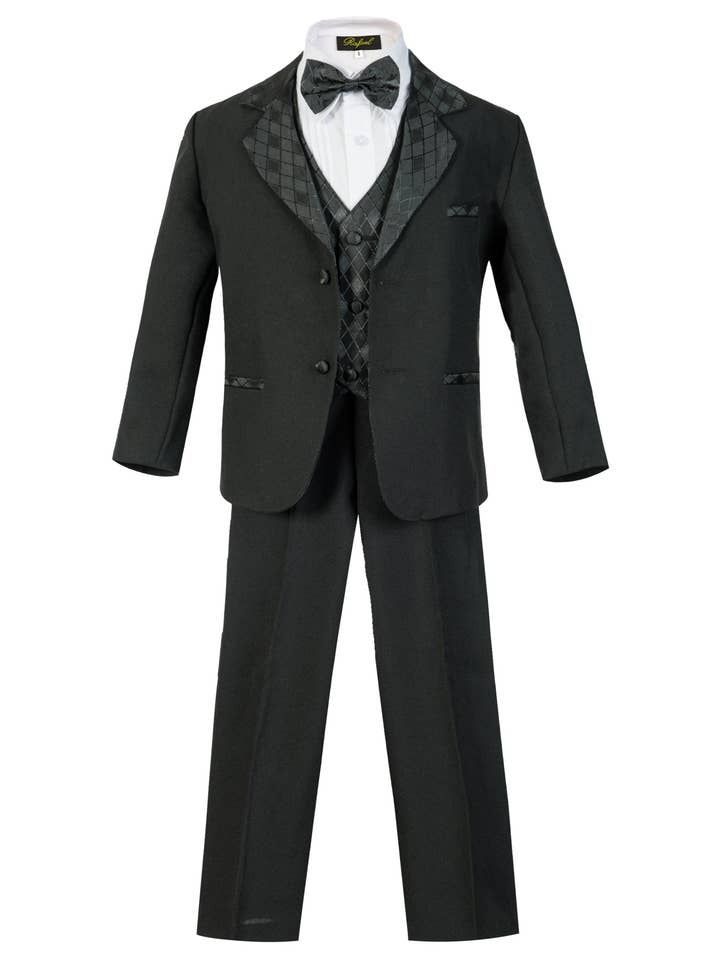Toddler Boy's Tuxedo Suit Pant Vest With Bow Tie Classic Fit for wholesale by Setco.26