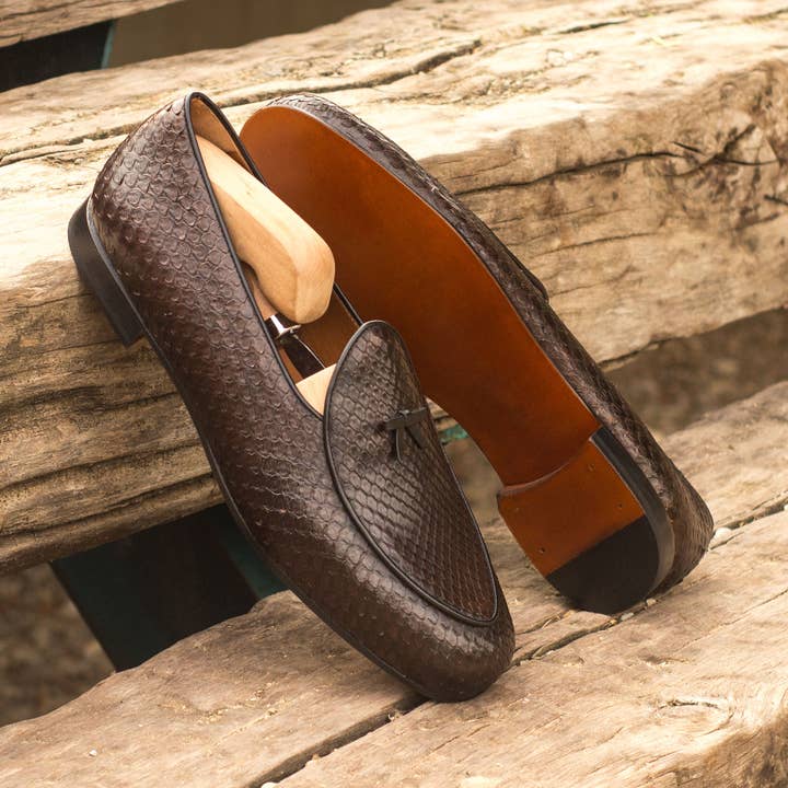 Marcello Italian Leather Slipper in Dark Brown / Black for wholesale by DapperFam