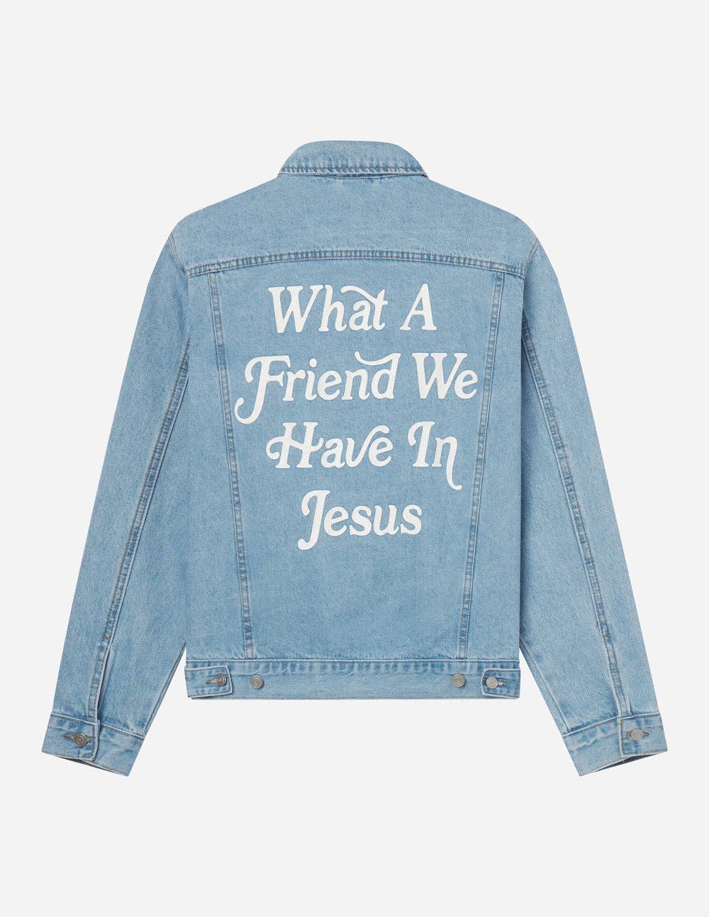 Elevated Faith – Casaco de ganga - Mulher por atacado – Jaqueta jeans "What a Friend In Jesus"1
