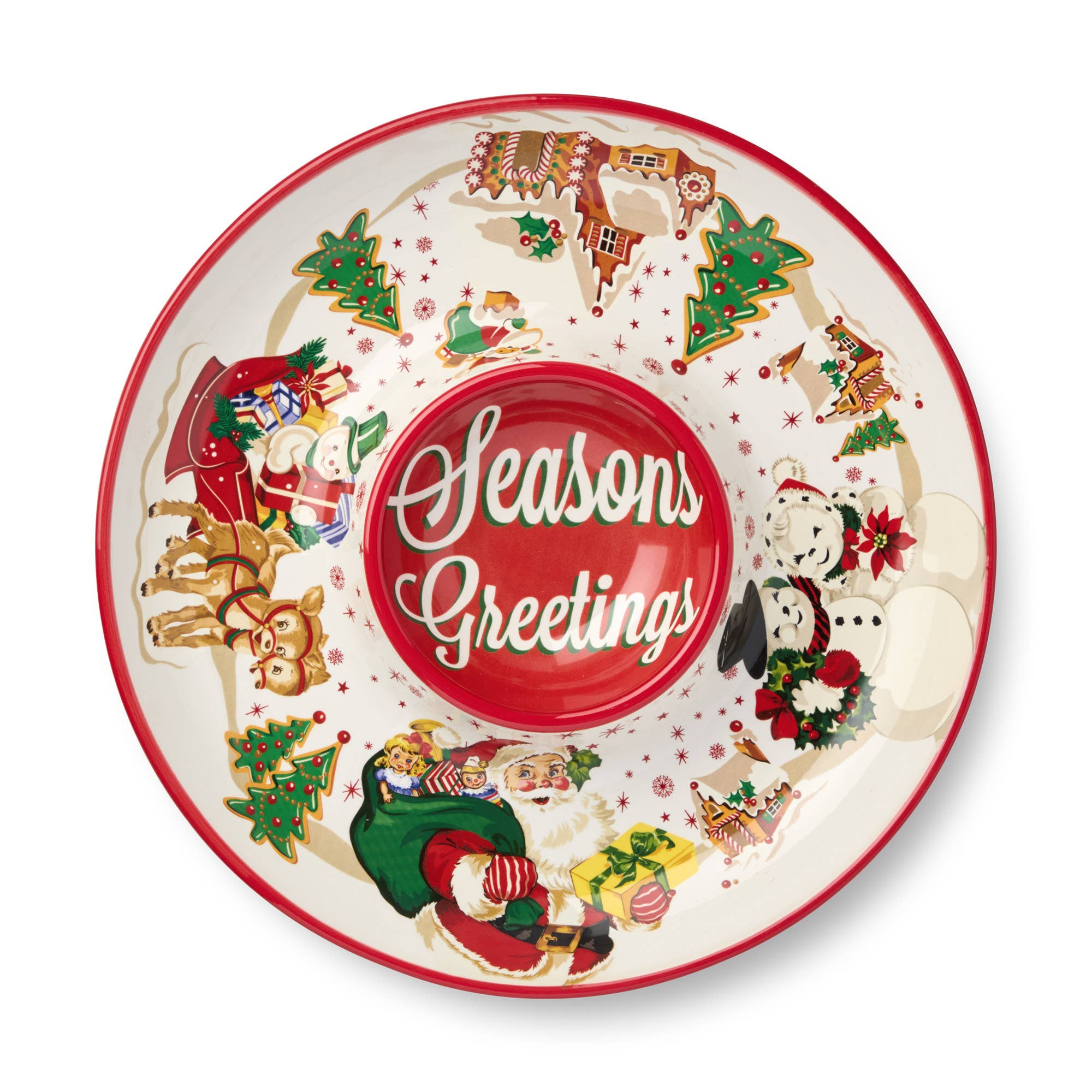 Certified International - Wholesale Appetizer Serveware - Santa's Retro Christmas Chip and Dip  13.75in1