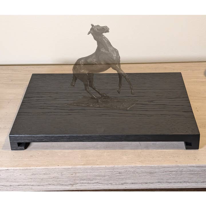 Base de pantalla con extremos devueltos de roble rojo, tamaño personalizado, negro mate para venta al por mayor de Wild Woodworker