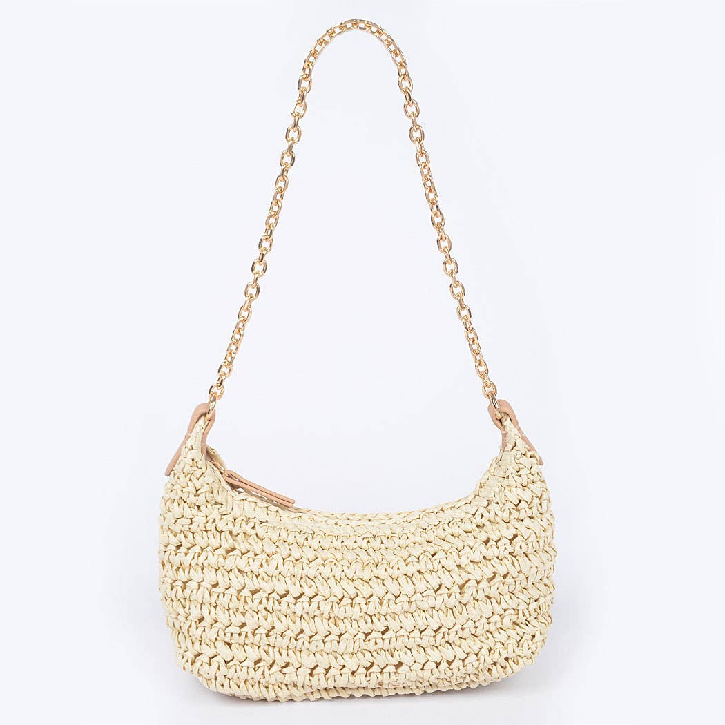 3AM BY H&D ACCESSORIES - Vendita all'ingrosso Tracolla - Donna - Pochette a tracolla con catena e zip in paglia sintetica7