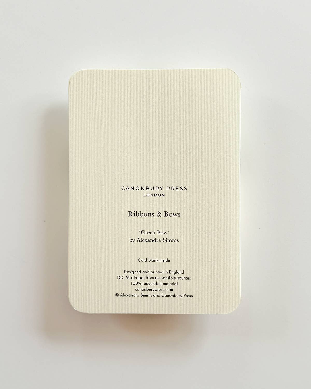 Canonbury Press - Wholesale Birthday Card - Green Bow Greeting Card | Birthday Card | Luxury Cards3