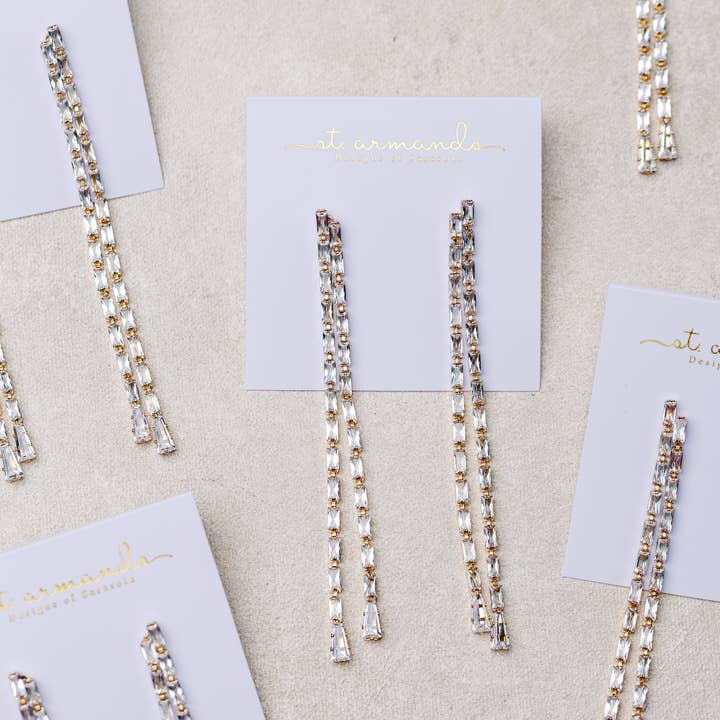 St Armands Designs of Sarasota - Wholesale Dangle Earrings - Swingy Diamond Tennis Duster Earrings