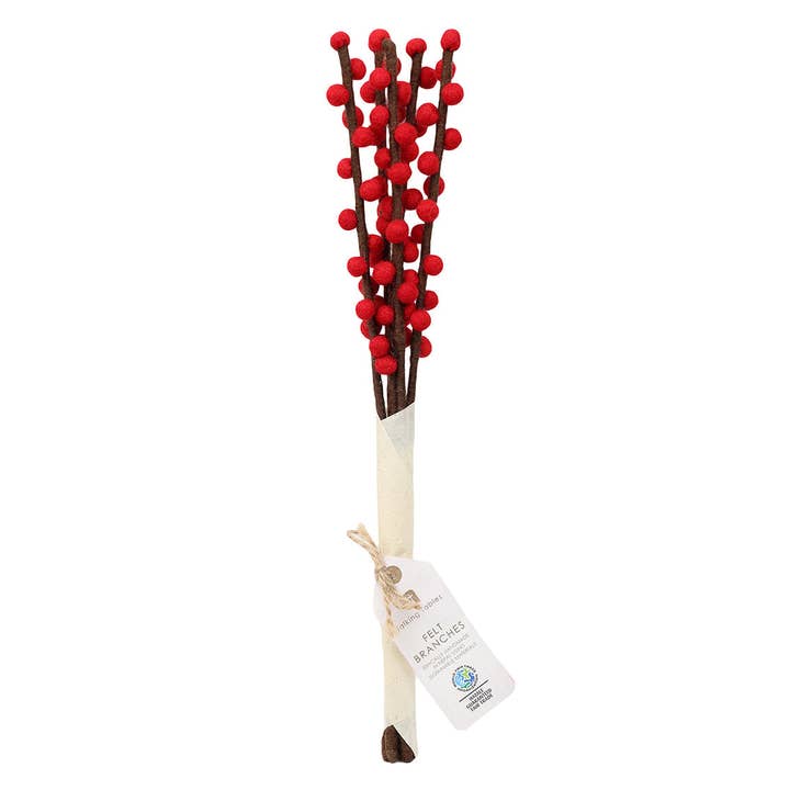 Red Felt Branches Decoration | 5 Pack | Artificial Flowers | for wholesale by Talking Tables EU