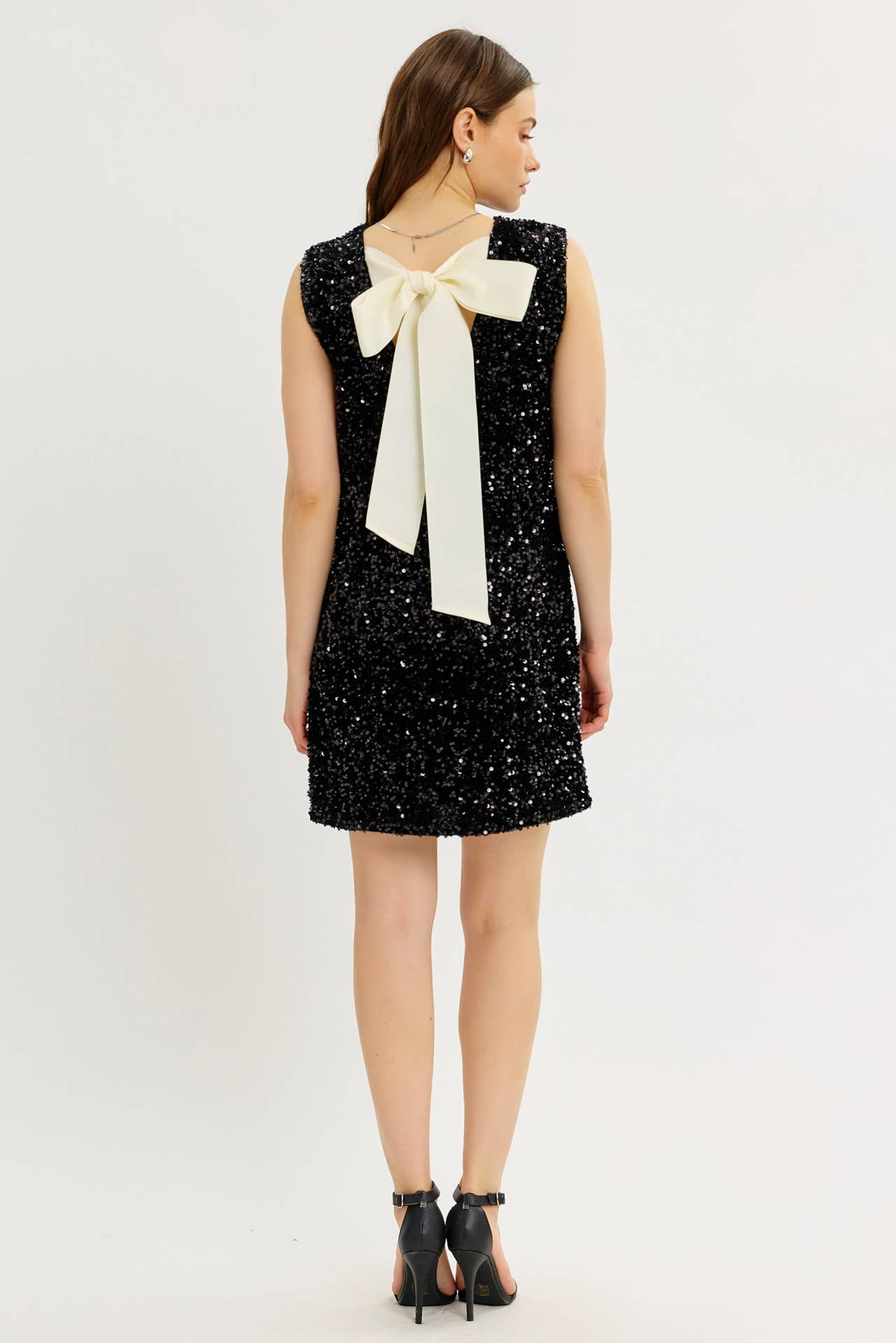 idem ditto - Vente Robe – femme - ROBE EN VELOURS À PAILLETTES MAGIQUES DE FÊTE AVEC RUBAN CONTRASTÉ AU DOS2