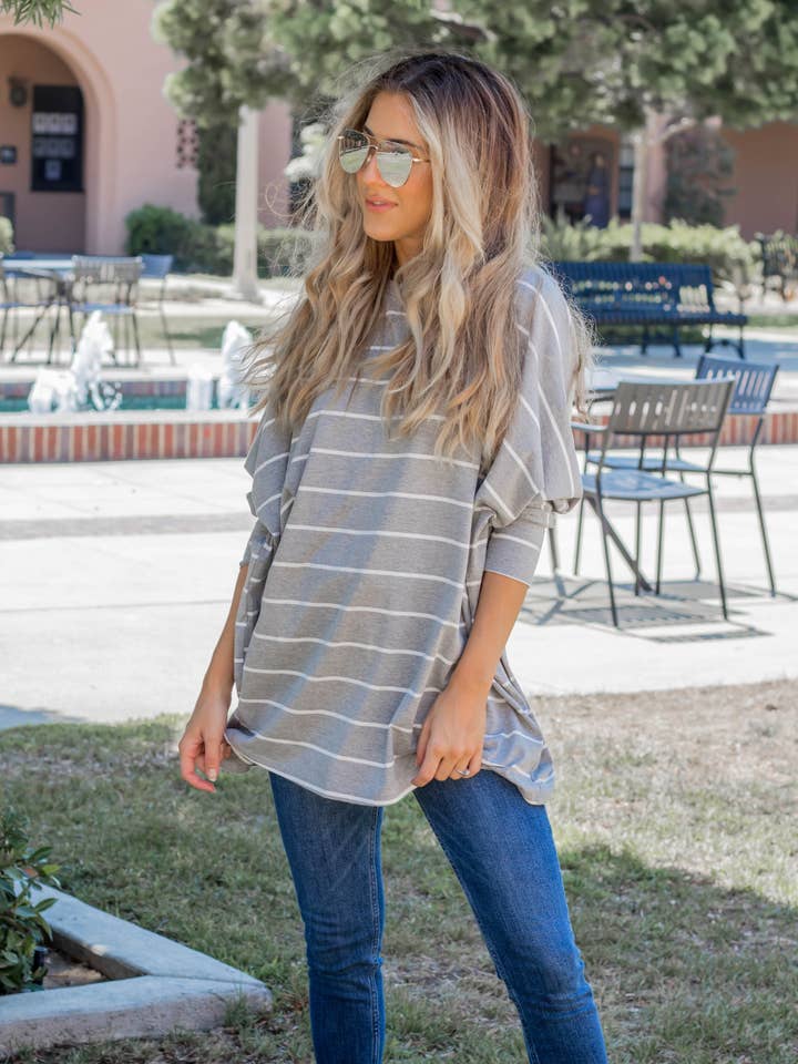 Tickled Teal - Wholesale Tunic - Women's - Oversized Stripe Renee Top1