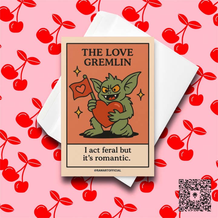 Carte de Saint-Valentin Amour Drôle Gremlin • Romance Sauvage pour la vente par Hot Mess Paper Co.